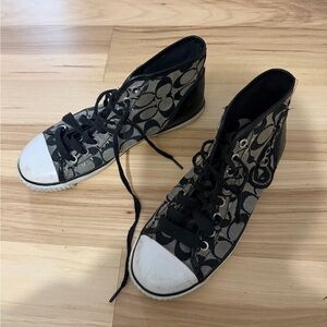Coach Garcia black canvas logo high tops sneakers Sz 7.5 #sneakers #luxe